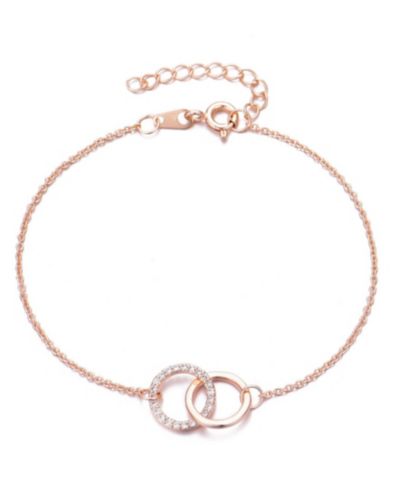 ADORNIA браслет с кольцами из розового золота и CZ Pave