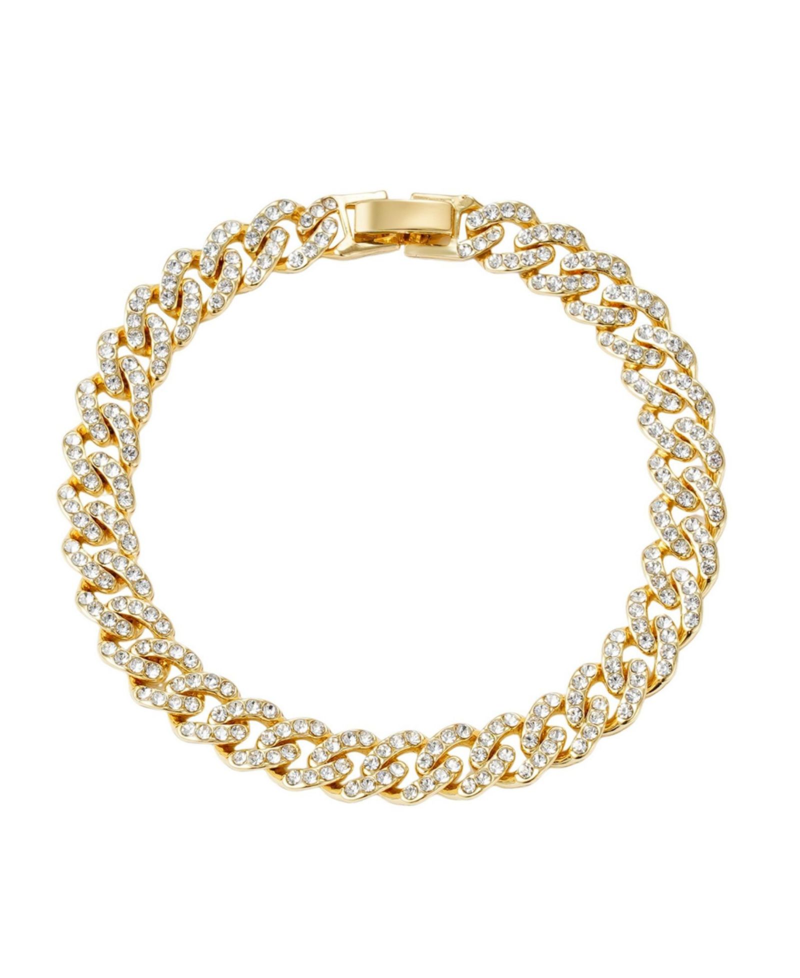 Серьги ADORNIA Gold Crystal 8mm Curb Chain