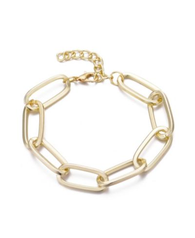 ADORNIA Золотой массивный браслет цепью Paperclip