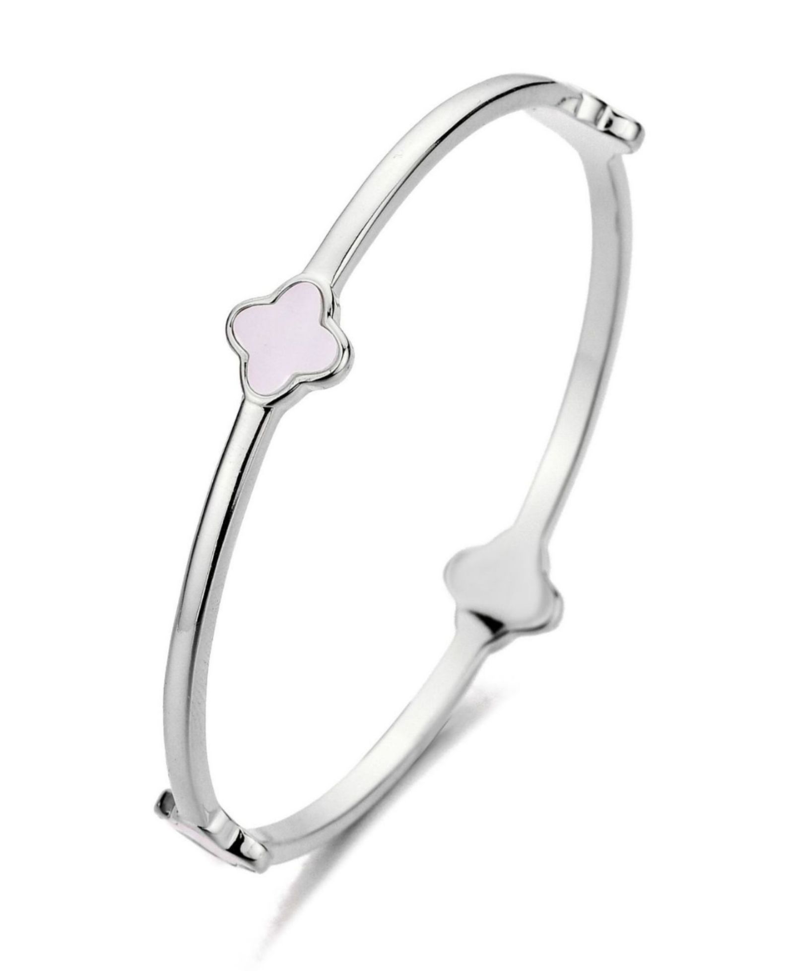ADORNIA Silver Mother of Pearl Clover Bangle Bracelet