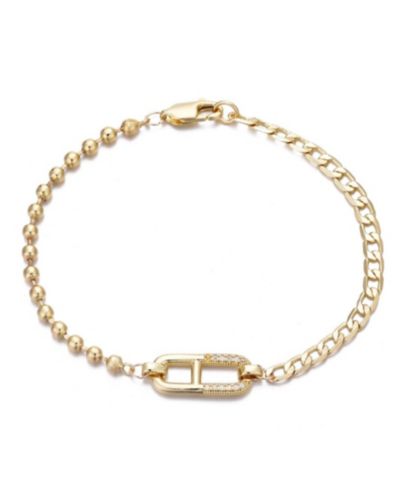 ADORNIA Gold CZ браслет с подвеской и комбинированной цепью