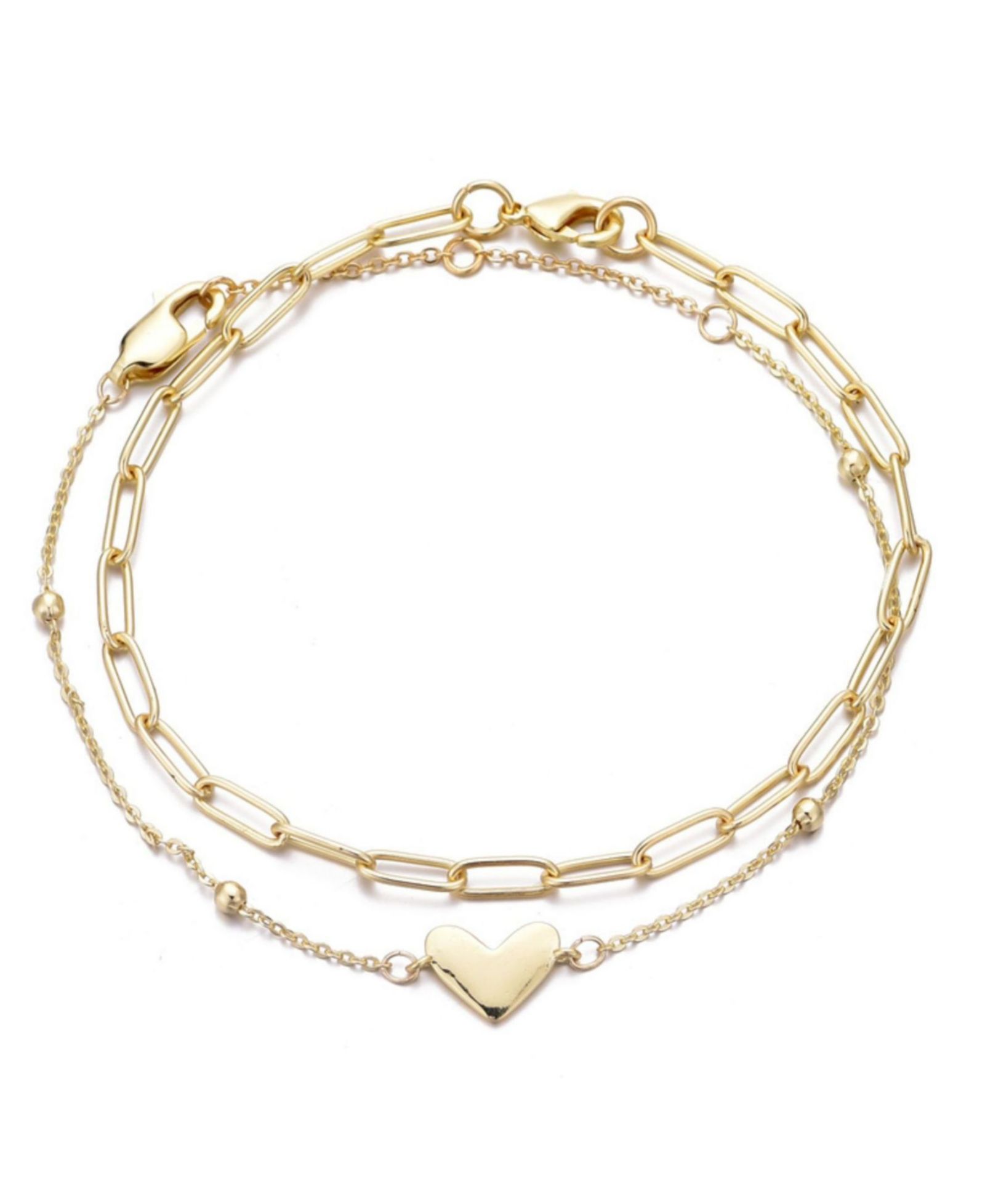 ADORNIA Gold Chain and Heart Bracelet Set