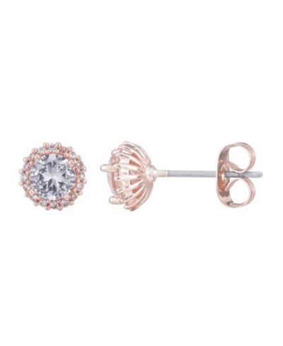 Серьги-гвоздики ADORNIA Rose Gold CZ Halo Stud