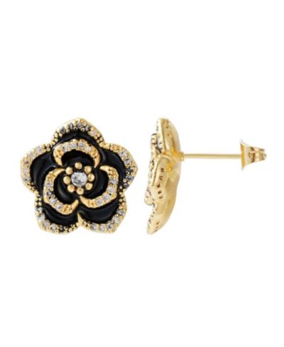 Серьги ADORNIA Gold Black CZ Carnelian