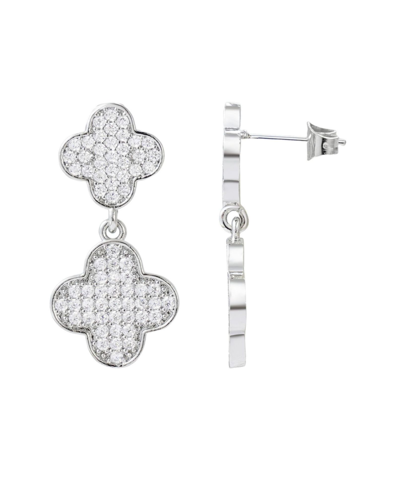 Серьги-подвески ADORNIA Silver CZ Clover