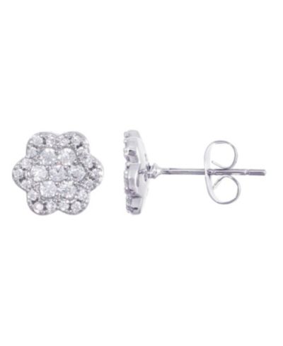 Серьги-гвоздики ADORNIA Silver CZ Flower Halo Stud