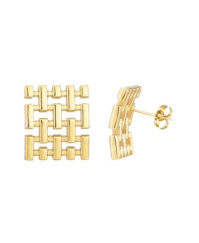 ADORNIA Tarnish Resistant Gold Grid Stud Earrings