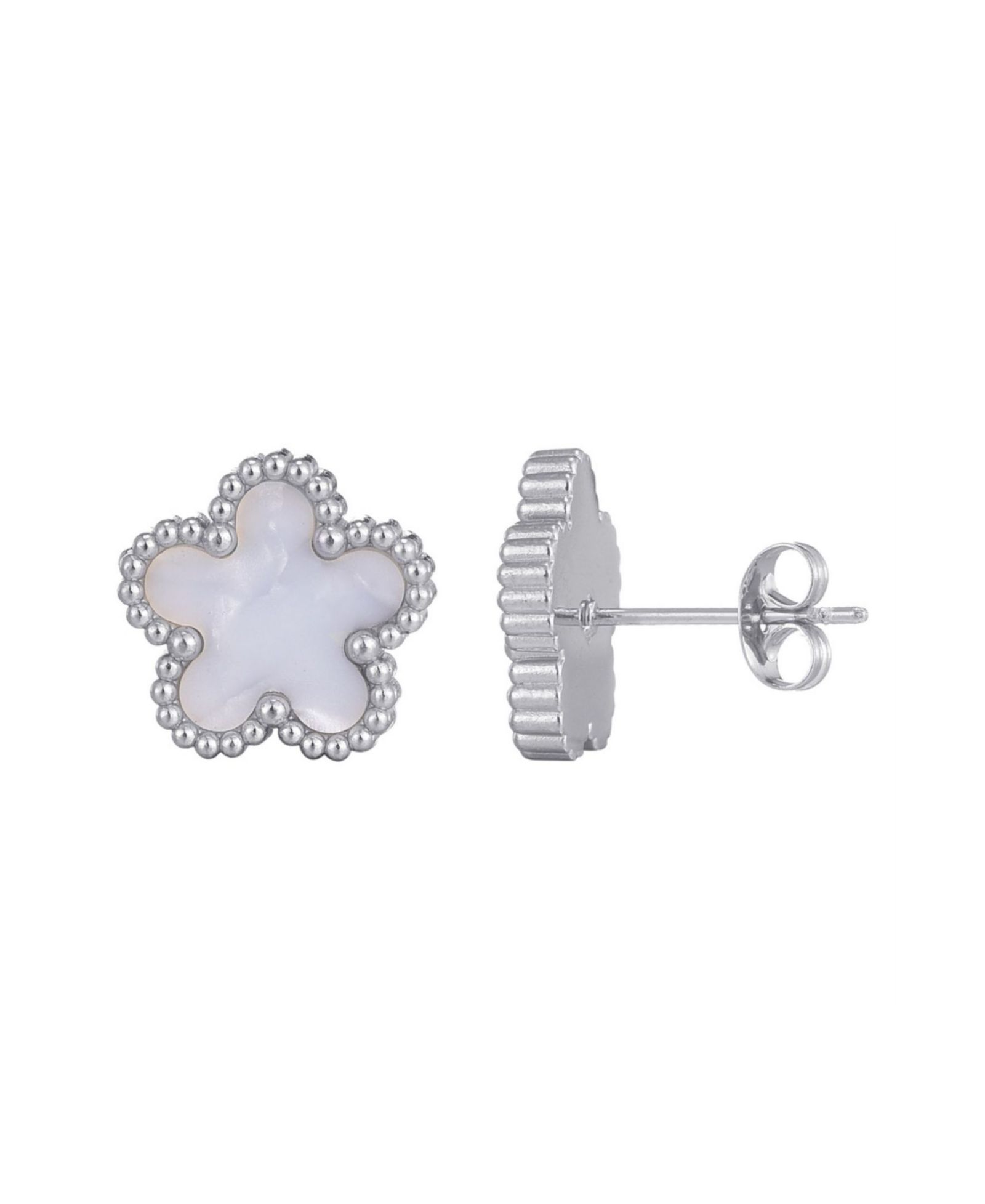 Серьги-гвоздики ADORNIA Tarnish Resistant Silver Mother of Pearl 5-Leaf Clover