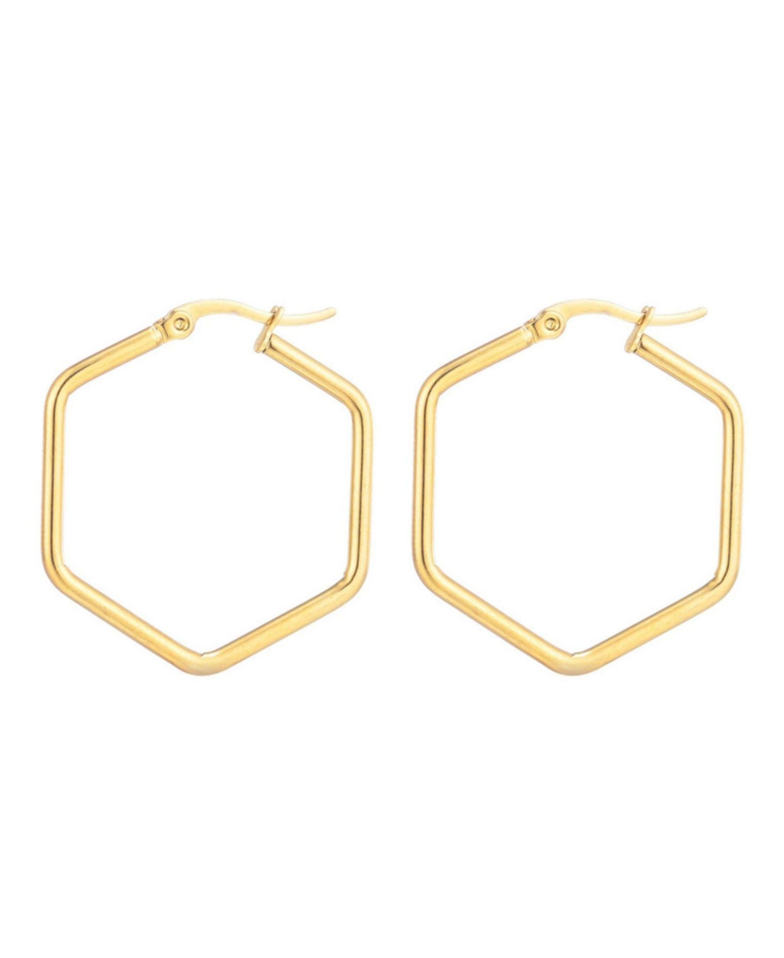 Серьги-кольца ADORNIA Gold Hexagon Tarnish Resistant