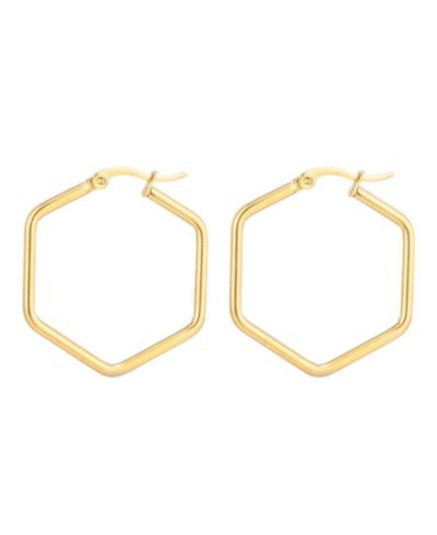 Серьги-кольца ADORNIA Gold Hexagon Tarnish Resistant