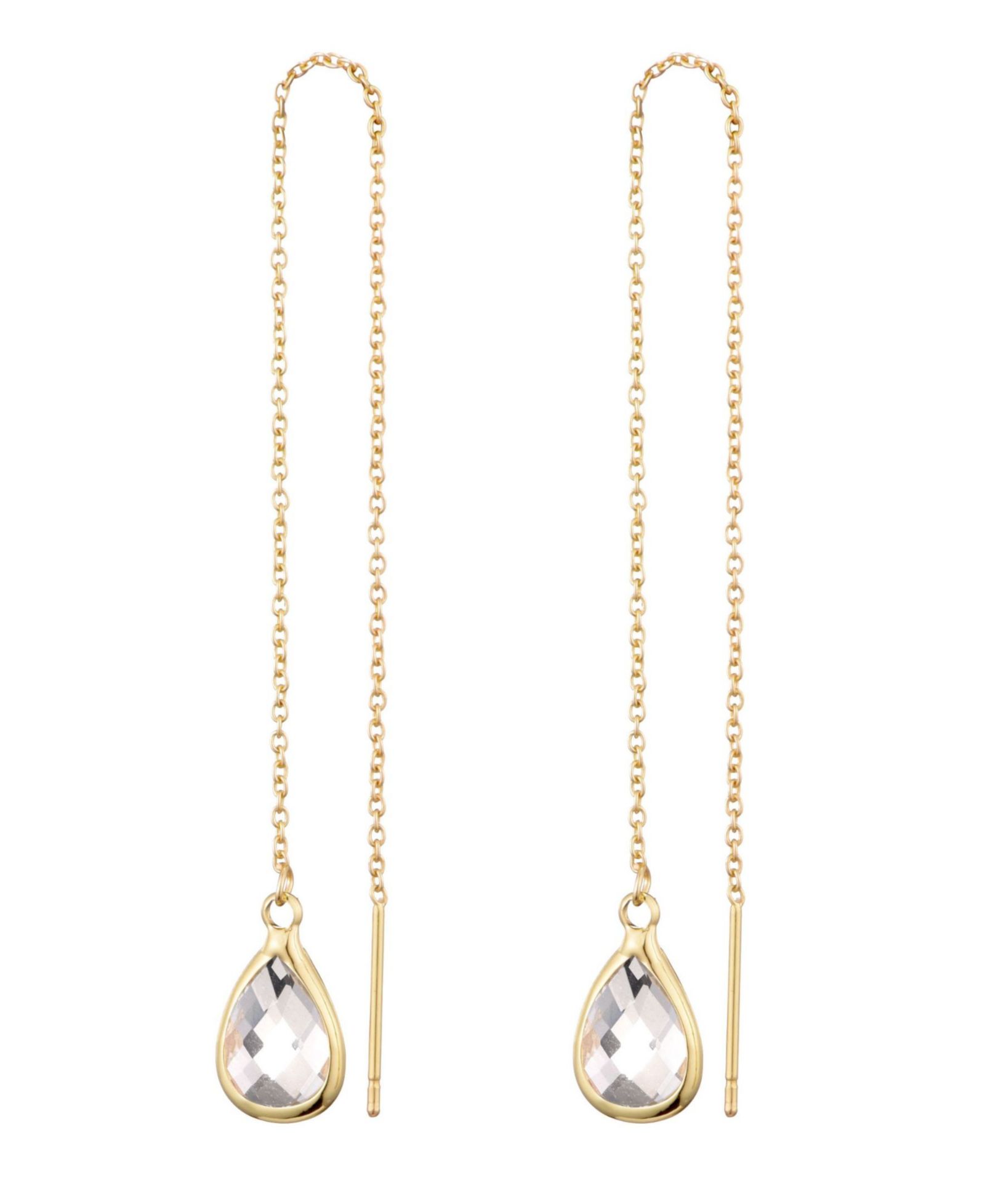 ADORNIA Gold Clear Crystal Threader Earrings