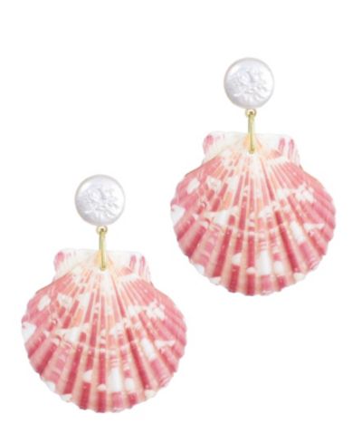 Серьги-подвески ADORNIA Pearl Pink Shell 2-Drop