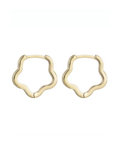 ADORNIA Gold Flower Shaped Hoop Earrings