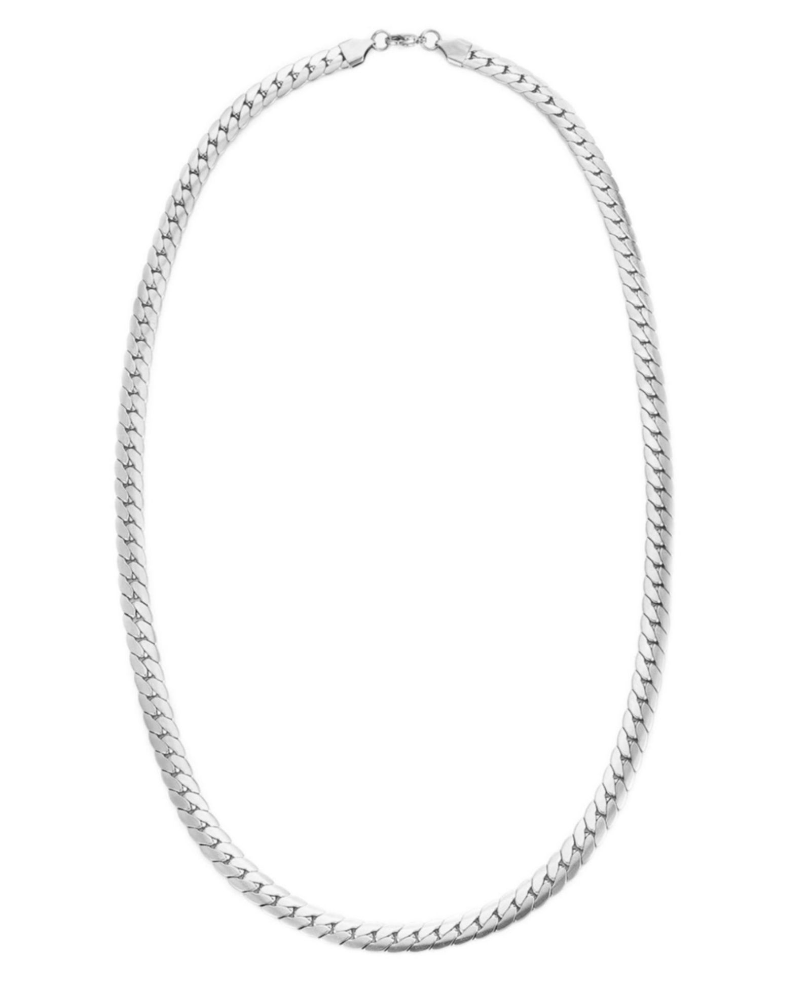 ADORNIA Tarnish Resistant Men's Silver Flat Curb Chain Necklace