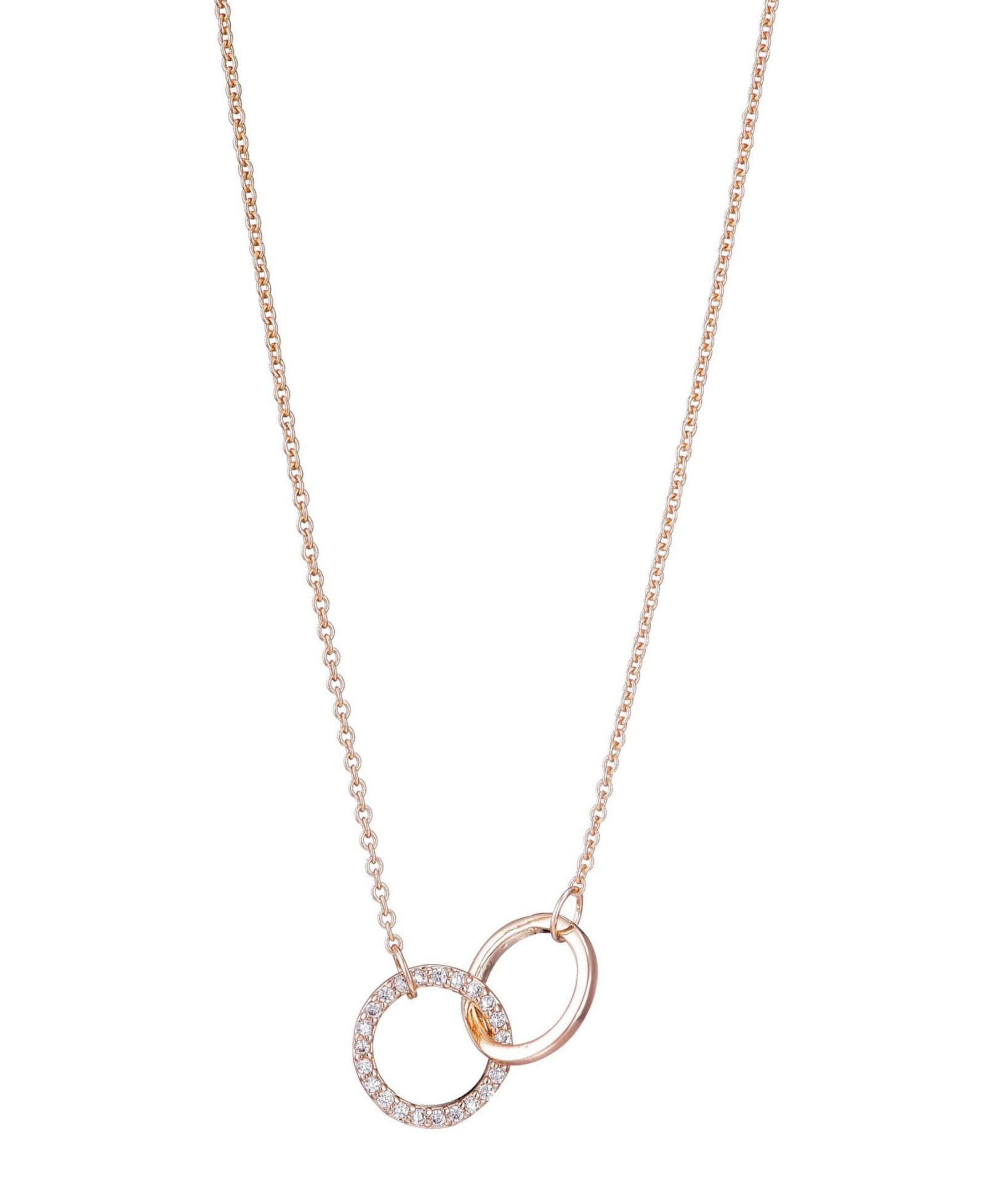 ADORNIA Rose Gold CZ Adjustable Pave Rings Necklace