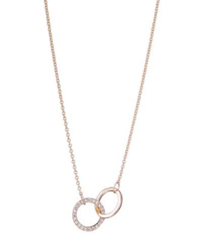 ADORNIA Rose Gold CZ Adjustable Pave Rings Necklace
