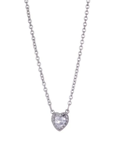 ADORNIA Silver CZ Halo Heart Necklace