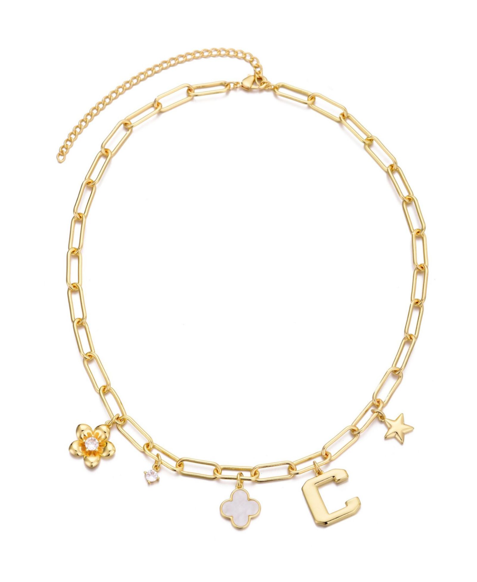 ADORNIA Gold Initial Chunky Charm Necklace