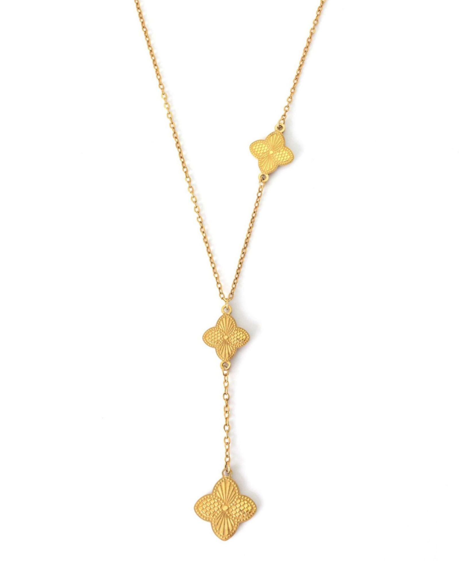 ADORNIA Y-образное ожерелье Gold Pointed 3-Clover устойчивое к потускнению