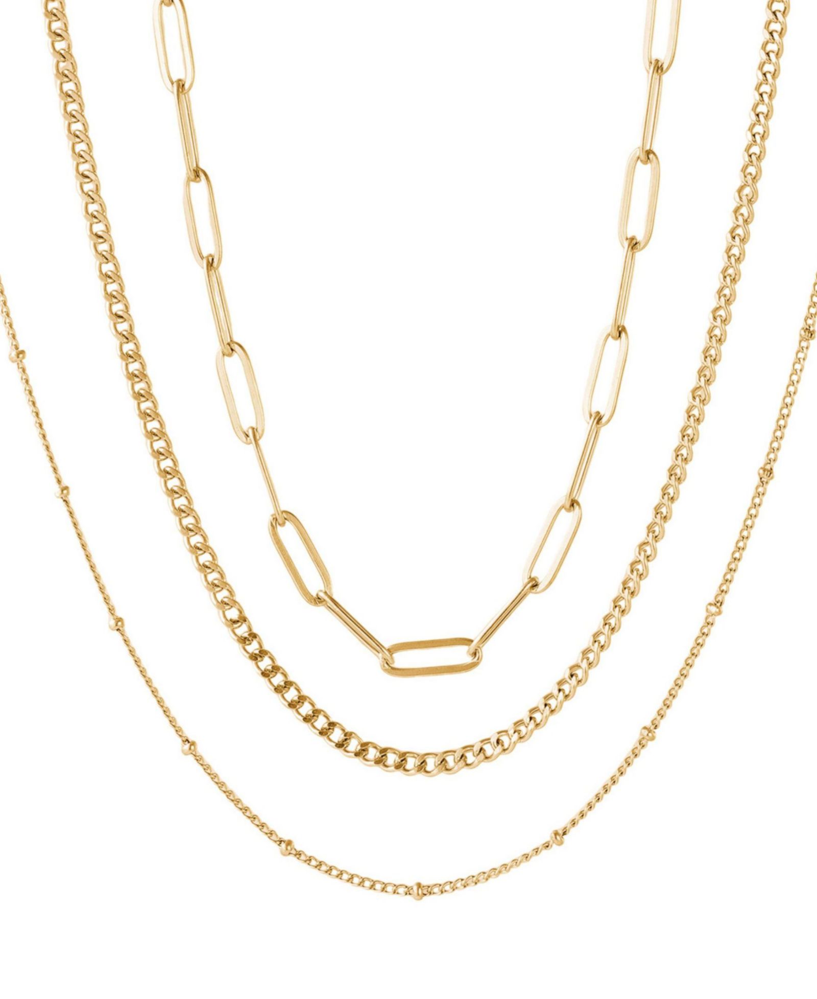 Набор из 3 цепочек ADORNIA Tarnish Resistant Gold
