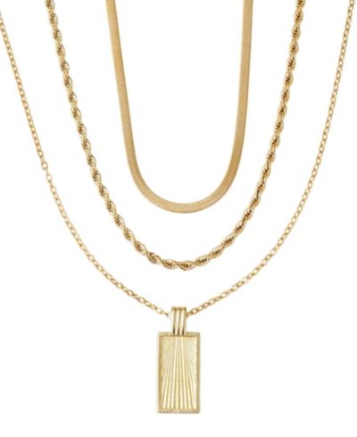 Набор колье ADORNIA Tarnish Resistant Gold Dog Tag, 3 шт.
