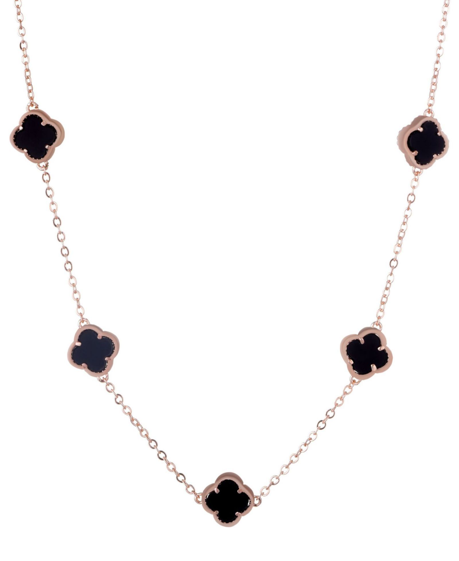 Ожерелье ADORNIA Rose Gold Black Flower Station