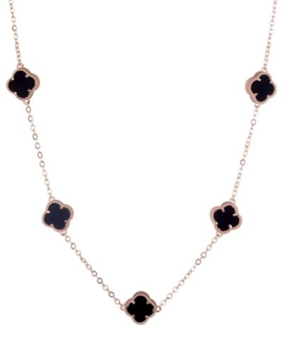 Ожерелье ADORNIA Rose Gold Black Flower Station