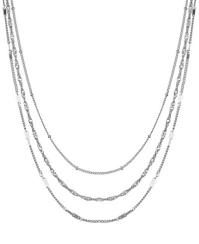 ADORNIA Silver 3-Chain Necklace Set