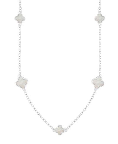 ADORNIA Silver Mother of Pearl 36" Flower Station Necklace