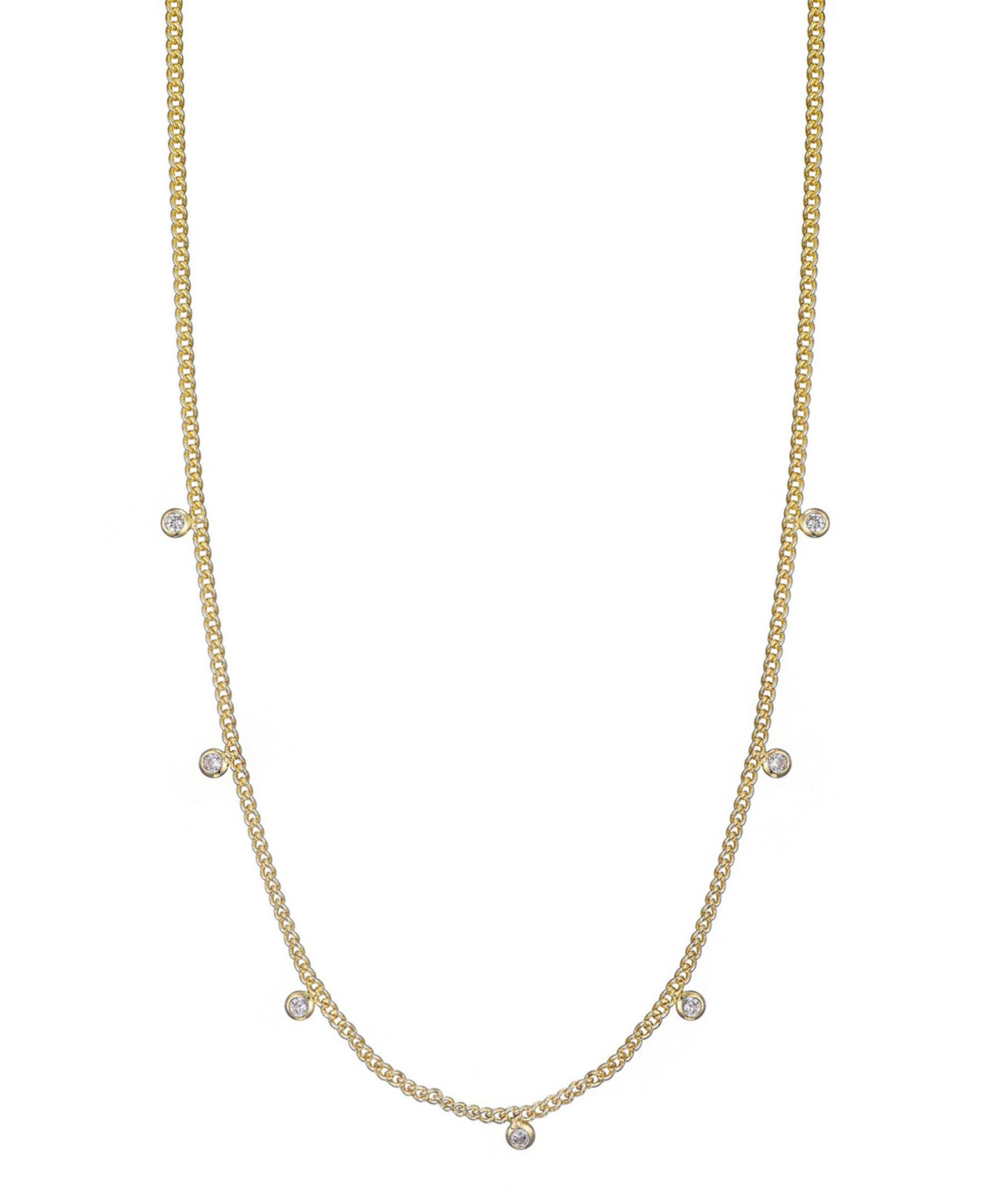 ADORNIA Gold CZ Droplet Curb Chain Necklace