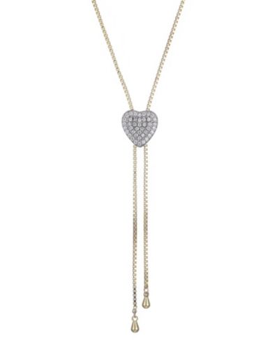 ADORNIA Gold CZ Heart Bolo Necklace