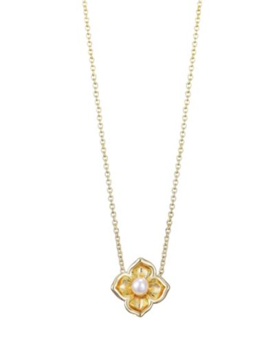 ADORNIA Gold Freshwater Pearl Flower Encased Necklace