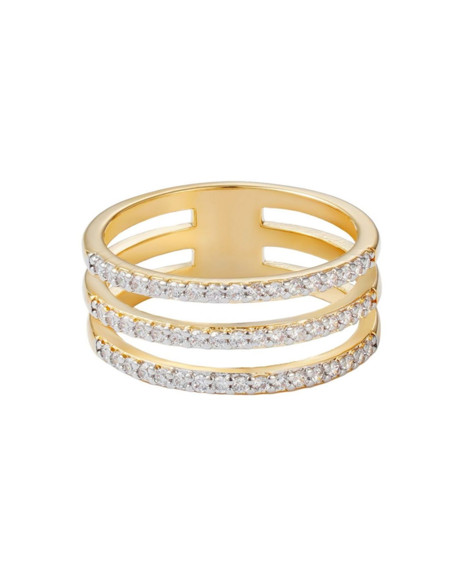 Кольцо ADORNIA Gold CZ Triple Band