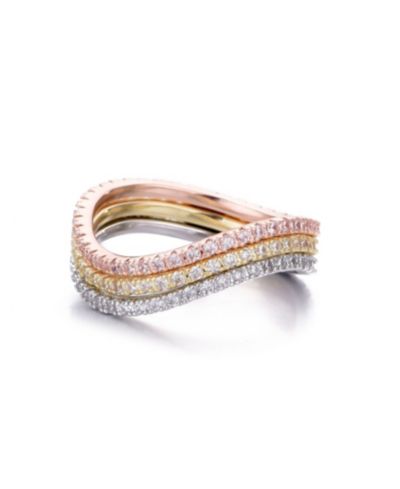 Набор колец ADORNIA CZ Tri-Color Curved Eternity Band Nesting