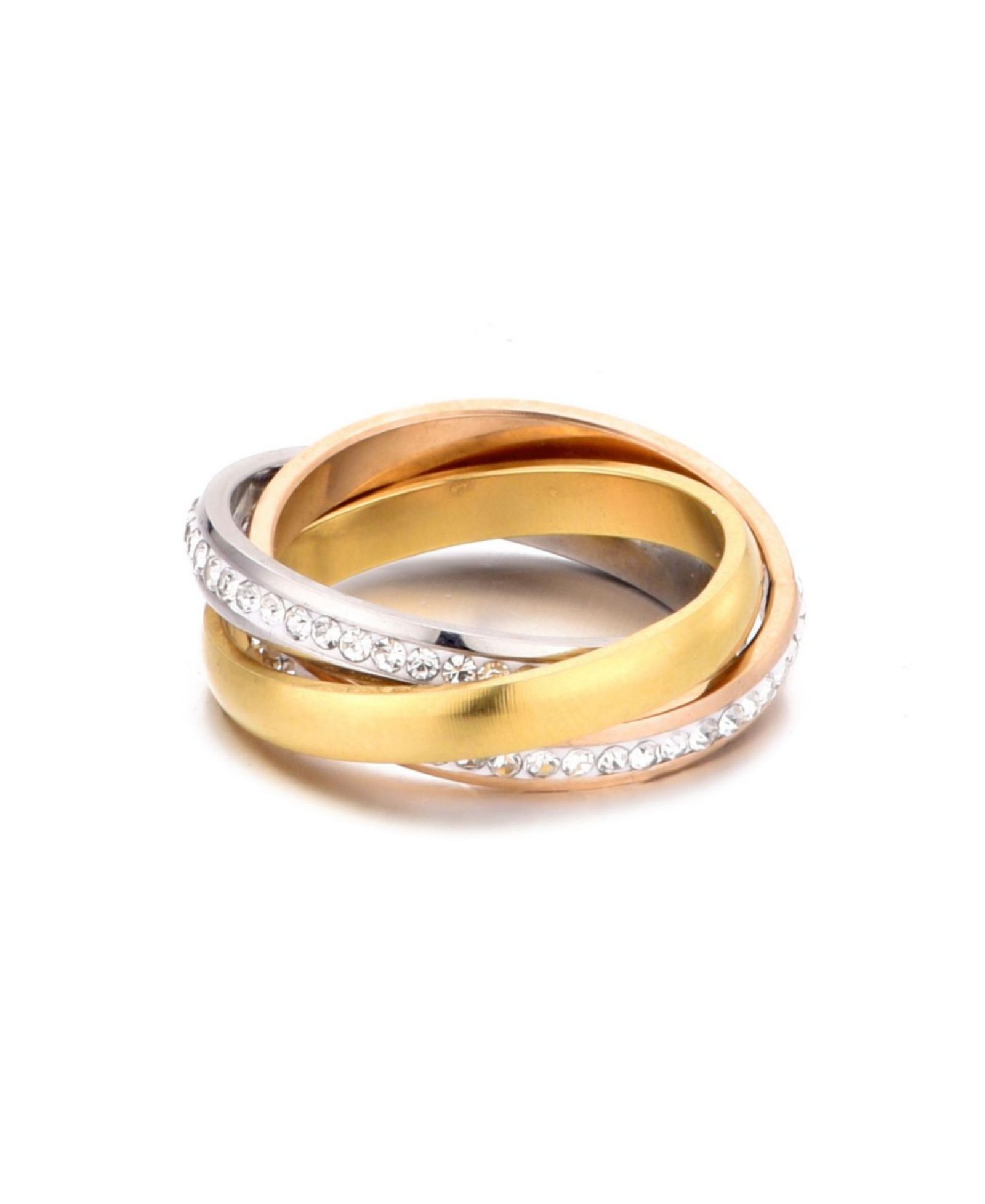 Кольцо ADORNIA Tarnish Resistant CZ Two-Tone Rolling Eternity Band