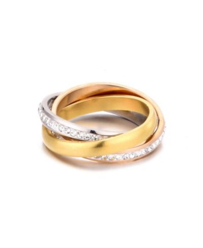ADORNIA Tarnish Resistant CZ Two-Tone Rolling Eternity Band Ring
