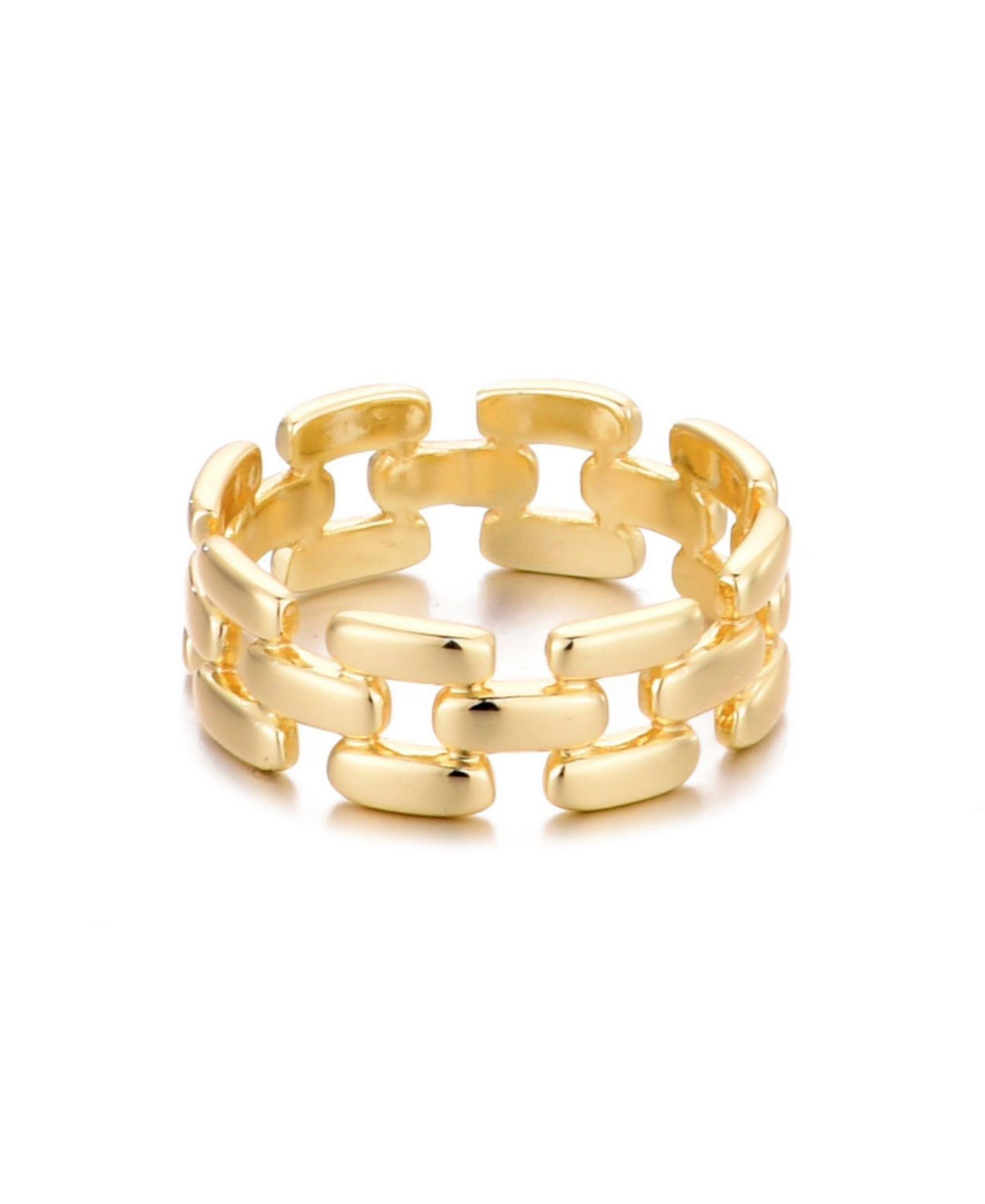 ADORNIA Gold Grid Pattern Band Ring