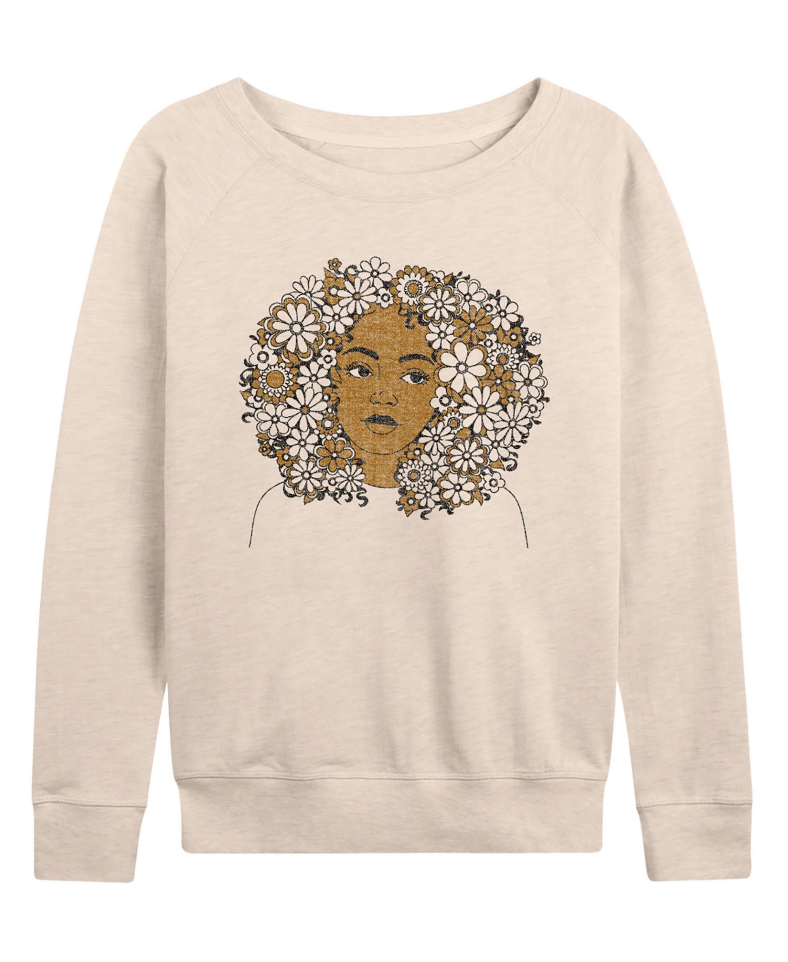 Hybrid Apparel Женская футболка с длинным рукавом Instant Message Flower Afro French Terry
