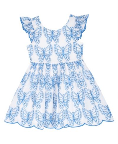 Rare Editions Girls' 2T-6X Eyelet Flutter-Sleeve Dress