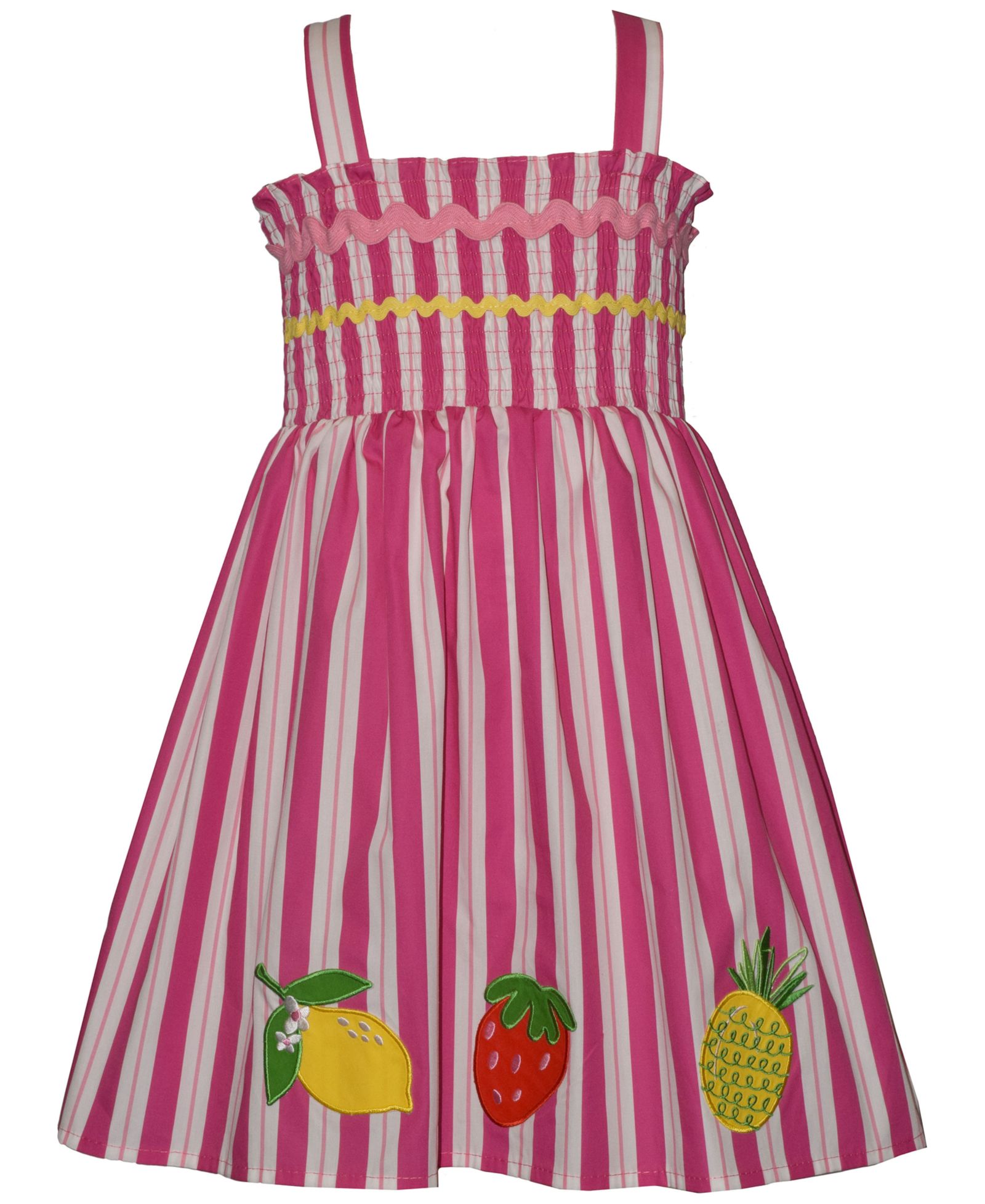 Bonnie Jean Girls' 2T-6X Fruit Applique Sleeveless Dress
