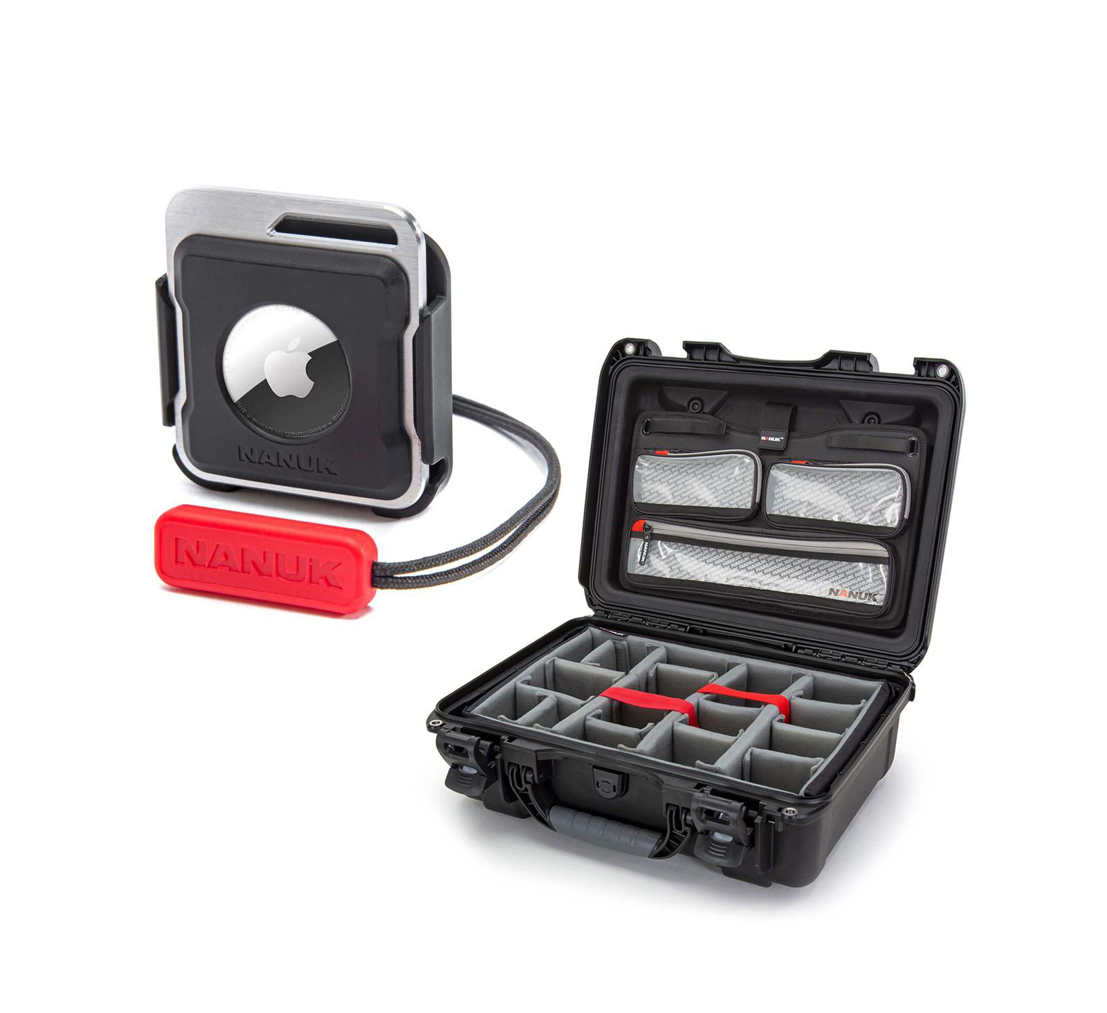 Nanuk 925 Waterproof Hard Case with Lid Organizer and Padded Divider, Bundle with AirTag Holder
