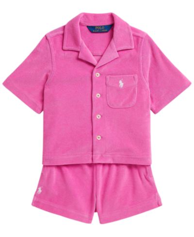 Комплект Polo Ralph Lauren Girls' 2T-6X Terry Shirt & Short, 2-Piece Set
