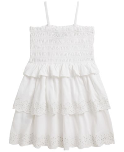 Детское хлопковое джерси платье Polo Ralph Lauren Girls' 2T-6X Smocked