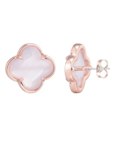 Серьги-гвоздики ADORNIA Rose Gold Clover Stone