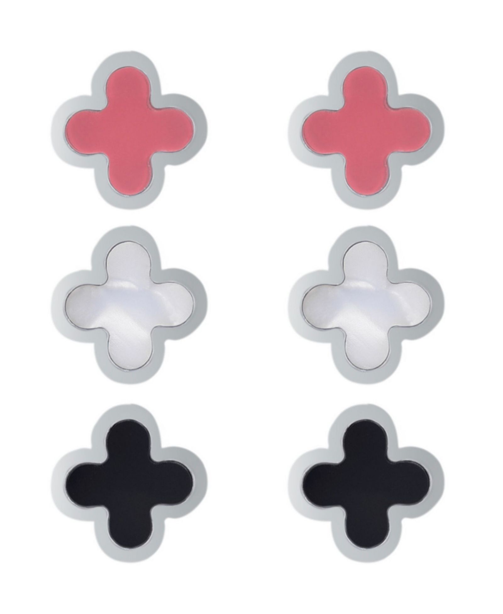 ADORNIA Tarnish Resistant Silver Set of 3 Clover Stud Earrings
