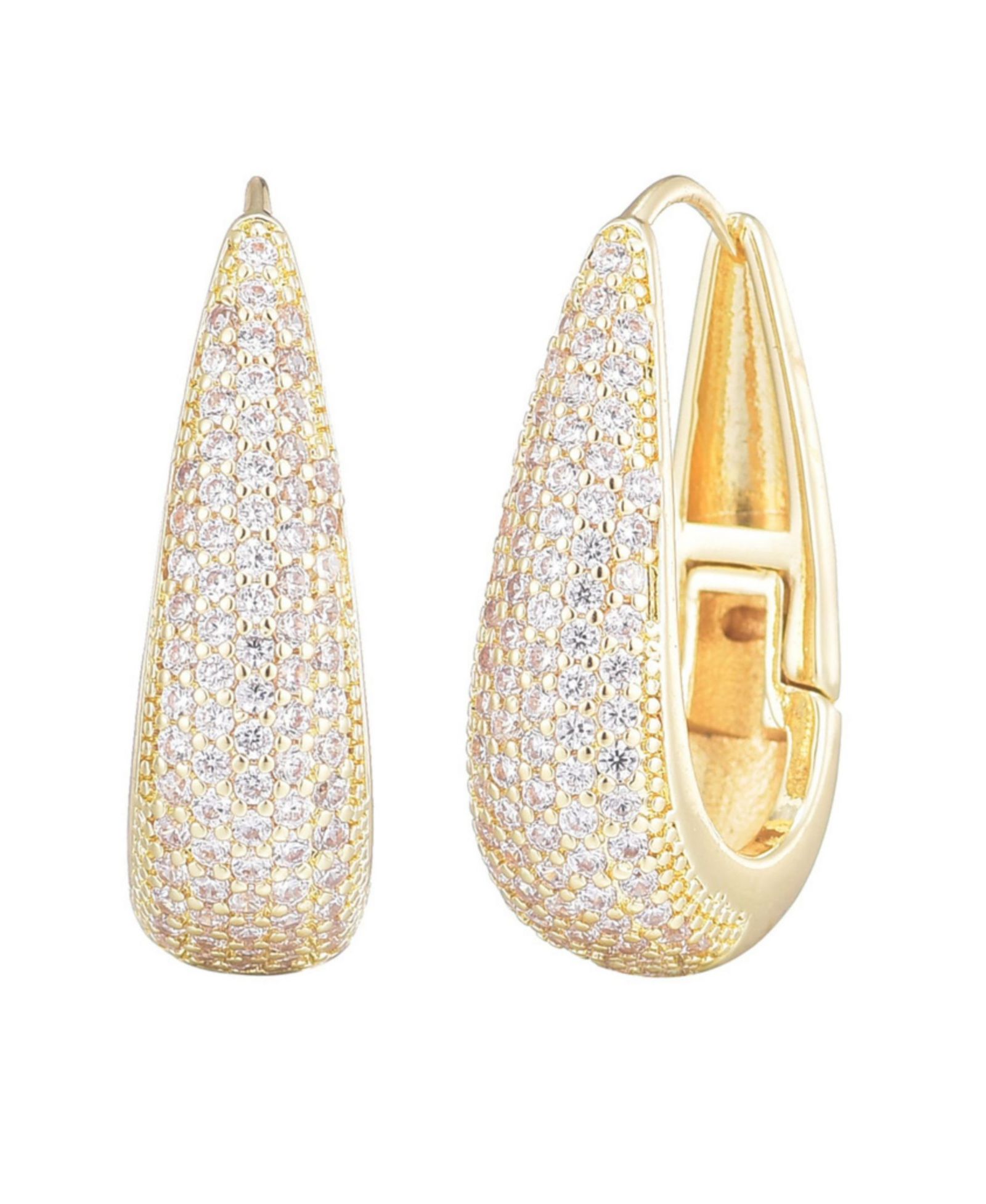 ADORNIA Gold CZ Secure Hinge Hoop Earrings