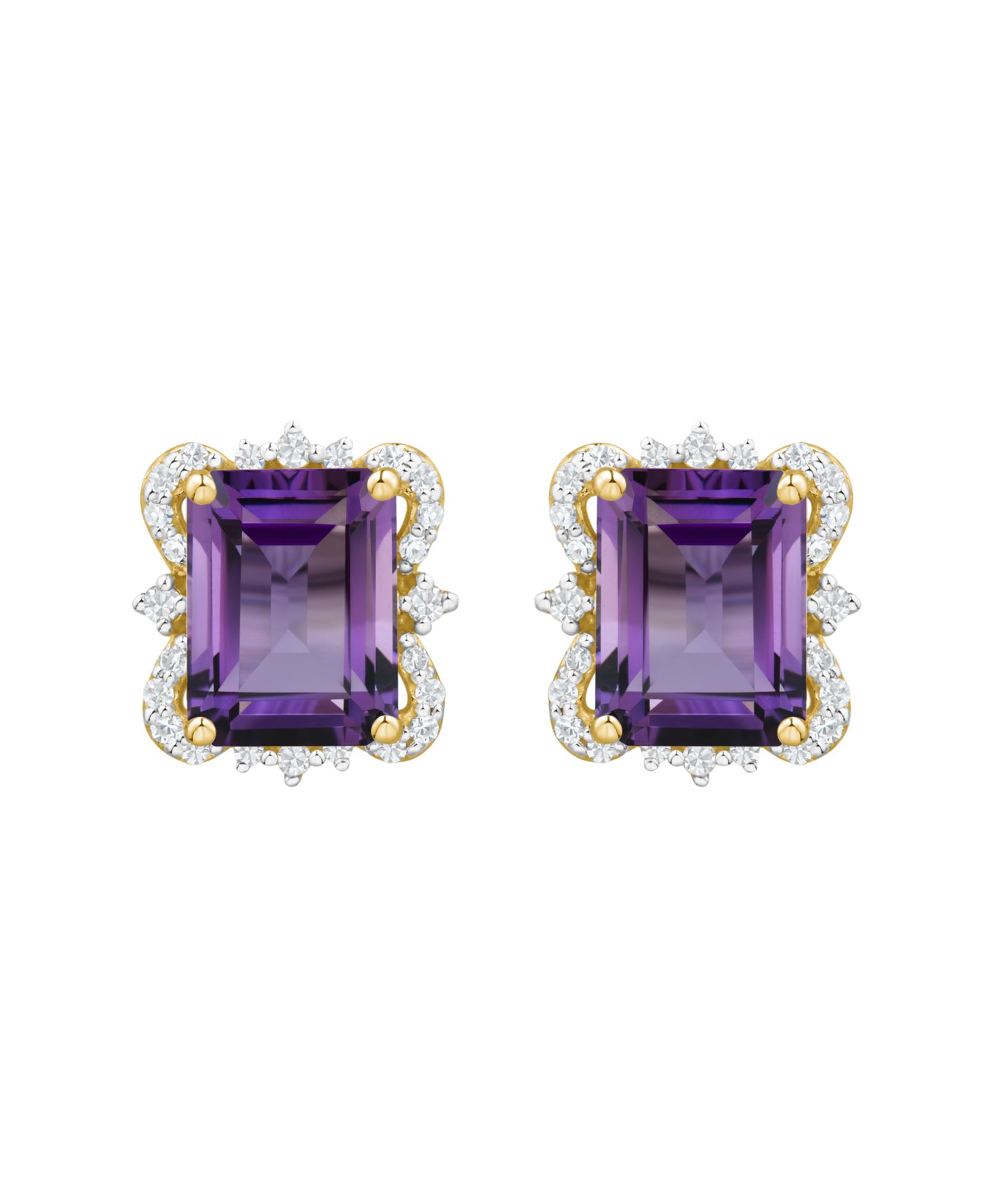 Macy's Onyx (2-3/4 ct. t.w.) and Diamond ( 1/6 ct. t.w.) Stud Earrings in 14k Yellow Gold (also available in Blue Topaz and Amethyst)