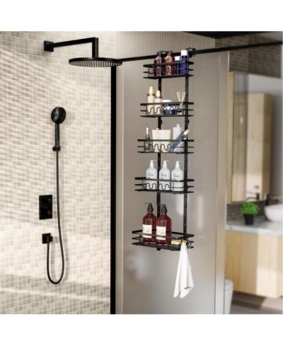 Homfan Over The Door Pantry Organizer, Metal Hanging Spice Rack for Pantry Door, Multi-Tier Over The Door Organizer 5 Layers