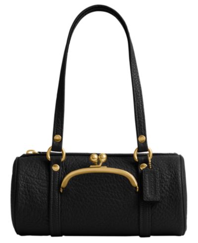 COACH Originals Kisslock Средняя кожаная сумка-бочонок Pebble Leather 28