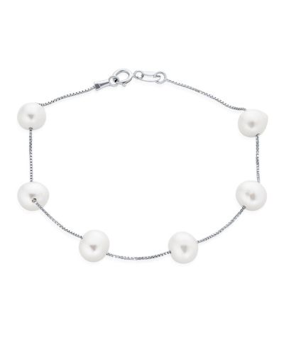 Браслет Bling Jewelry с пресноводным жемчугом, позолоченное стерлинговое серебро .925, 7 - 8 Inch